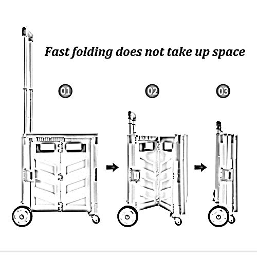 WXYZ Carretilla con Caja Plegable Caja Plegable con Ruedas, 2 Ruedas De Carros Autoservicio con Freno, Palanca Ajustable, Usado En Las Compras, Camping Oficina Y La Caja Portable