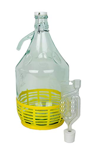 WysKonT - Juego de 5 L 10 L 15 L 20 L 25 L 30 L Globo de Cristal para Vino, Botella de Cristal de fermentación, tapón de Goma