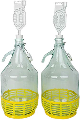 WysKonT - Juego de 5 L 10 L 15 L 20 L 25 L 30 L Globo de Cristal para Vino, Botella de Cristal de fermentación, tapón de Goma