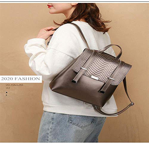 WZSCH Wo Hombres Mochilas, Bolsos, Bolsos de Hombro Mochila de Mujer Mochila de Cuero PU Mochila de Moda para Mujer Mochila Femenina Mochilas Escolares Champagne