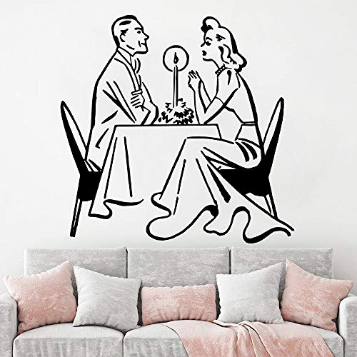 wZUN Adhesivo de Pared para Cena con luz de Velas para Aniversario de Boda, decoración del hogar, Cocina, Vinilo, Restaurante, cafetería, calcomanía 50X52cm