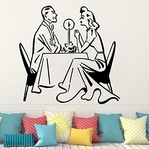 wZUN Adhesivo de Pared para Cena con luz de Velas para Aniversario de Boda, decoración del hogar, Cocina, Vinilo, Restaurante, cafetería, calcomanía 50X52cm