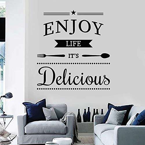 wZUN Disfruta de la Vida deliciosas calcomanías de Pared Frases Inspiradoras Wallpaper Cafe Cocina decoración Vinilo Adhesivo 85X93cm