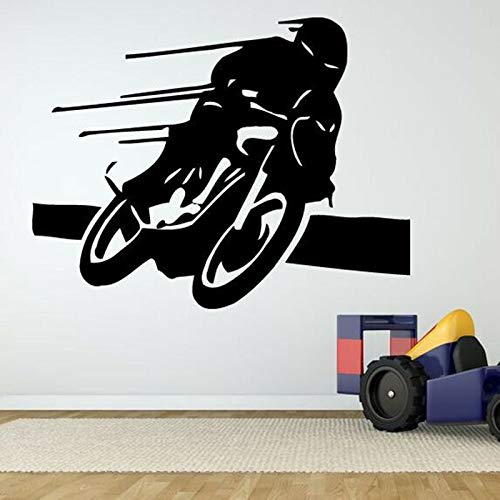 wZUN Etiqueta de la Pared de la Motocicleta del Motorista Etiqueta de la Pared del Vinilo de la Carrera del vehículo del Conductor de la Motocicleta Decoración del hogar 63X49cm