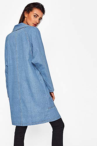 X-xyA Escudo De Manga Larga De La Solapa Ocasional De Las Mujeres MáS El TamañO Jean Chaqueta Denim Outercoat Cortaviento Outwear Capa,A,OneSize