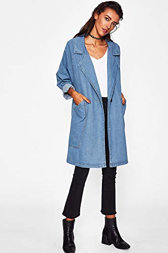 X-xyA Escudo De Manga Larga De La Solapa Ocasional De Las Mujeres MáS El TamañO Jean Chaqueta Denim Outercoat Cortaviento Outwear Capa,A,OneSize