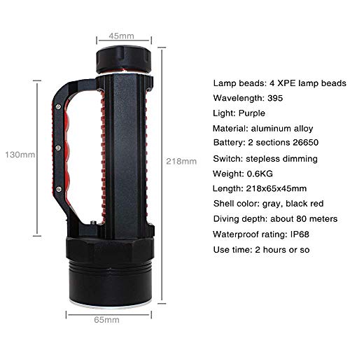 XBR Lámpara de Mano de Buceo Profesional ultrabrillante, Linterna de Resplandor de Buceo, Reflector LED, Linterna portátil de Mano para Exteriores