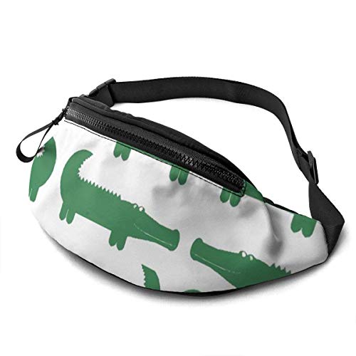 XCNGG Bolso de cintura corriente bolso de cintura de ocio bolso de cintura bolso de cintura de moda Cartoon Green Alligator Fanny Pack Lightweight Waist Pack Unisex Slim Hip Bum Bag with Adjustable St