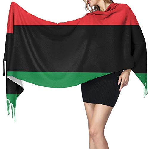 XCNGG Bufanda con flecos de cachemira de imitación chal bufanda larga de moda African Flag Stripes Cashmere Scarf Polyester Warm Lightweight Tassel Scarfs Comfortable Furry Fashion Elegant Pashmina Sh