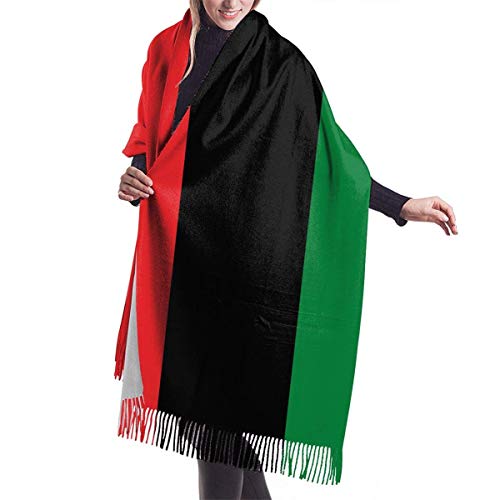 XCNGG Bufanda con flecos de cachemira de imitación chal bufanda larga de moda African Flag Stripes Cashmere Scarf Polyester Warm Lightweight Tassel Scarfs Comfortable Furry Fashion Elegant Pashmina Sh