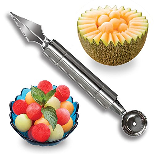 XCROSS 20 Pzs de Moldes Cortadores para Frutas Verduras Vegetales Postres Cortadores Cuchillo Afilado de Sandía Cuchara para Melón de Doble Uso Pelador para Cortar Frutas Palillos Infantiles