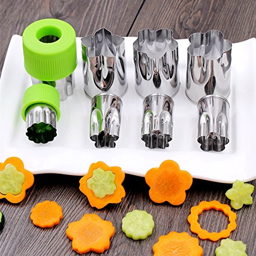 XCROSS 20 Pzs de Moldes Cortadores para Frutas Verduras Vegetales Postres Cortadores Cuchillo Afilado de Sandía Cuchara para Melón de Doble Uso Pelador para Cortar Frutas Palillos Infantiles