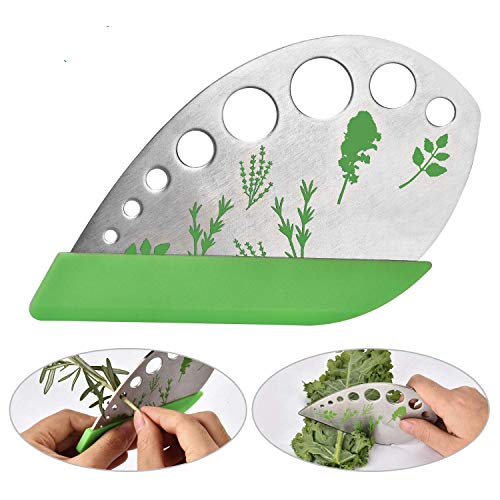 XDLUK Hierba Separador De Acero Inoxidable 9 Hoyos Herramienta para Pelar La Hoja con Soporte De Protección para La Col Rizada, Acelga, Menta, Tomillo, Albahaca, Col Rizada, Rosemary,1pc