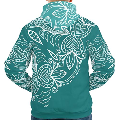 XHJQ88 - Sudadera con capucha para hombre, diseño de mandala verde azulado, color blanco