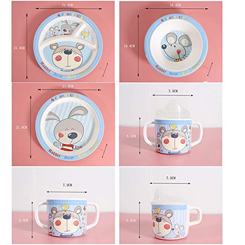 Xhtoe Plato de Cena Juego de Desayuno for niños de 8 Piezas Plato Tazón Taza Cuchara y Tenedor para Uso doméstico y de hostelería (Color : Multicolor, tamaño : Free Size)