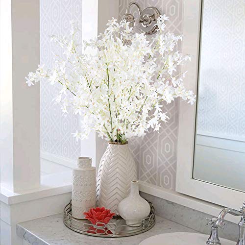 XHXSTORE 3pcs Flores Artificiales Blancas Pequeñas Flor Orquidea Artificial de Seda Flores Artificiales Decoracion Jarrones para Manualidad Boda Fiesta Hogar Mesa Patio Fiesta Bautizo