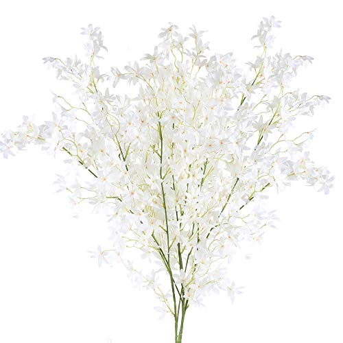 XHXSTORE 3pcs Flores Artificiales Blancas Pequeñas Flor Orquidea Artificial de Seda Flores Artificiales Decoracion Jarrones para Manualidad Boda Fiesta Hogar Mesa Patio Fiesta Bautizo