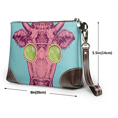 XHYYY Bolso de mano con imagen de vaca, anteojos de vaca, cuero pintado, bolso de mano, cartera para mujer, embragues, monedero para teléfono inteligente