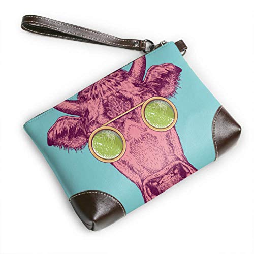 XHYYY Bolso de mano con imagen de vaca, anteojos de vaca, cuero pintado, bolso de mano, cartera para mujer, embragues, monedero para teléfono inteligente