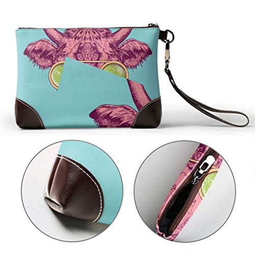 XHYYY Bolso de mano con imagen de vaca, anteojos de vaca, cuero pintado, bolso de mano, cartera para mujer, embragues, monedero para teléfono inteligente