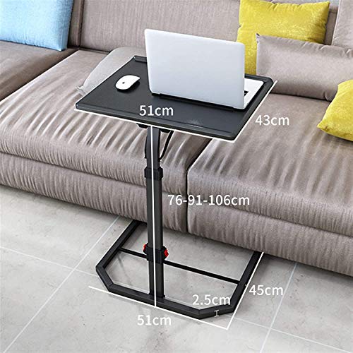 XIANWEI Lazy Mesita Mesa Plegable Portátil Cama Escritorio Negro con Altura Ajustable Y Ángulo de Inclinación Portátil Escritorio Juego Del Ordenador Tableta Representan 51X45 X (76/91/106) cm No Ocu