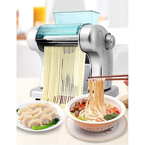 Xiaokeai Pasta máquina eléctrica Máquina de Pasta Espaguetis máquina Rollo de Fideos Estante de 6 Niveles Ajustables Ajustar Espesor (Fideos Redondas + Fideos Planos)