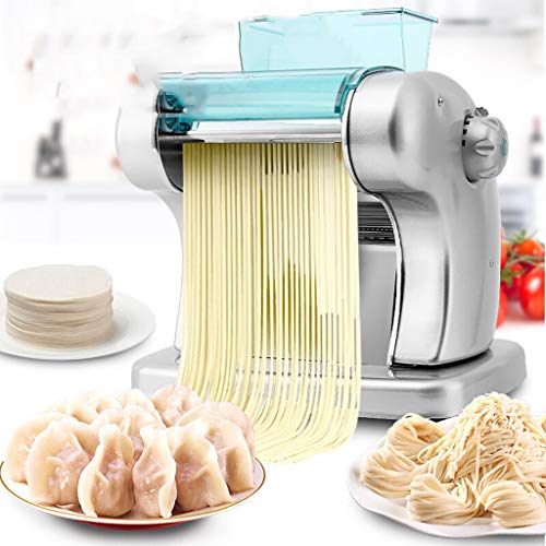 Xiaokeai Pasta máquina eléctrica Máquina de Pasta Espaguetis máquina Rollo de Fideos Estante de 6 Niveles Ajustables Ajustar Espesor (Fideos Redondas + Fideos Planos)