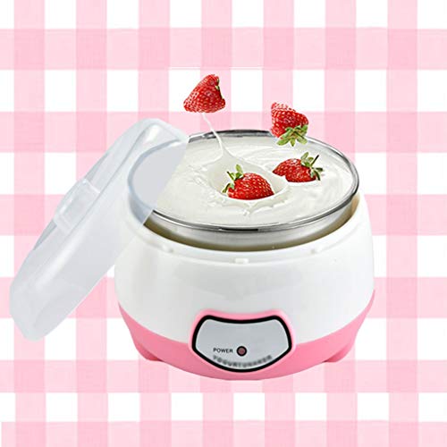 XIAOQIAO Yogur eléctrica Cafetera, Yogur máquina del Fabricante de Acero Inoxidable, fácil de Limpiar, asegúrese Fresca casera Bio-Active Yogur en su Propia Cocina (Color : Pink)