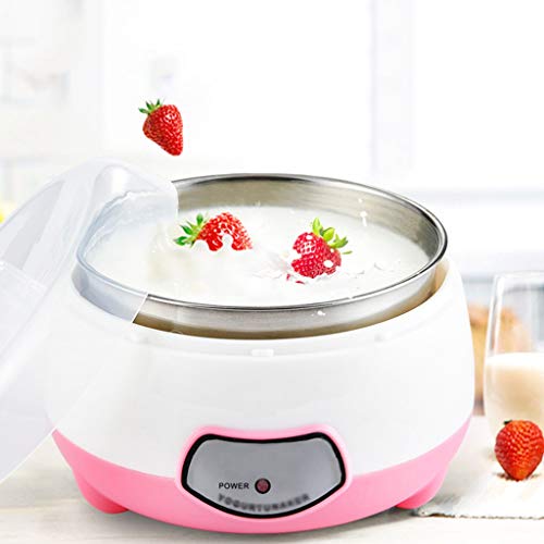 XIAOQIAO Yogur eléctrica Cafetera, Yogur máquina del Fabricante de Acero Inoxidable, fácil de Limpiar, asegúrese Fresca casera Bio-Active Yogur en su Propia Cocina (Color : Pink)