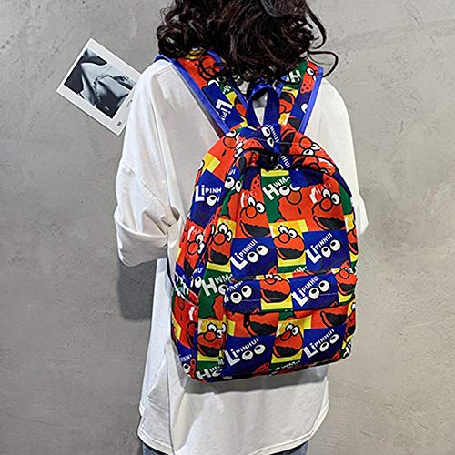 xiaozai Mochila Femenina Simple Chica Barrio Sésamo Mochila Estudiante Mochila Mujer Rojo