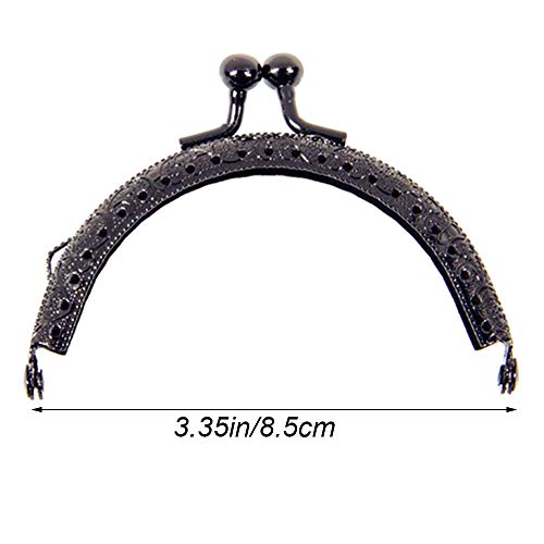 Xinlie Metal Arch Frame Kiss Cierre Cerradura Semi Circular Bolso del Monedero Marco Broche Cerradura DIY Craft Frame Beso Broche Cerradura Metal Semicircular Corazón Marco de Monedero 6 PCS (Negro)