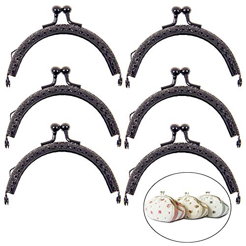 Xinlie Metal Arch Frame Kiss Cierre Cerradura Semi Circular Bolso del Monedero Marco Broche Cerradura DIY Craft Frame Beso Broche Cerradura Metal Semicircular Corazón Marco de Monedero 6 PCS (Negro)