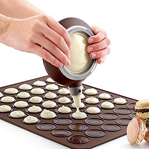 Xinlie Tapete para Horno Silicona Juego molde para Hornear Capacity Juego Molde para Hornear Macarons de Silicona con Decoración Juego de Bolígrafo Mantequilla Exprimidor Baking Tool Kit de Molde 2PCS