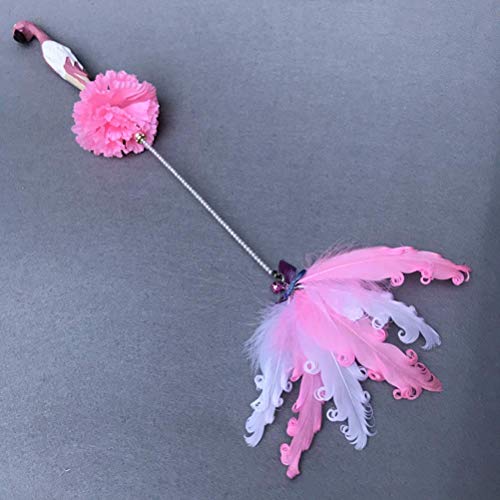 XiYou Juguete de Pluma de Gato, Juguete Interactivo con Varita de Juguete, patrón de Flamenco, Varita Divertida, Cazador de Mascotas, Juguetes de Entrenamiento para Cachorros