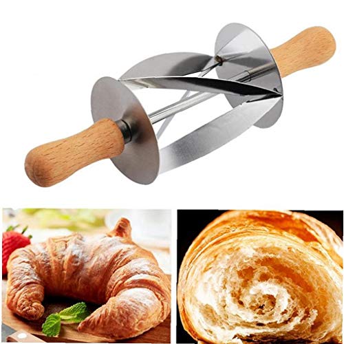 XKJFZ Cortador Croissant Croissant Acero Masa Cortador De Rodillos De La Máquina con El Mango En Madera Cocina Cocción 1pc Herramienta