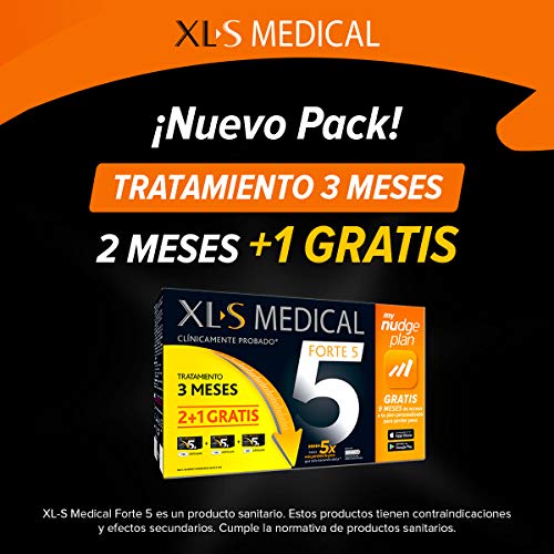 XLS Medical Forte 5 Pack 3 Meses - Incluye Tu Plan Personalizado Nudge Durante 9 Meses, Ingredientes De Origen Natural, 100% Vegano, Tratamiento Para 3 Meses 800 g