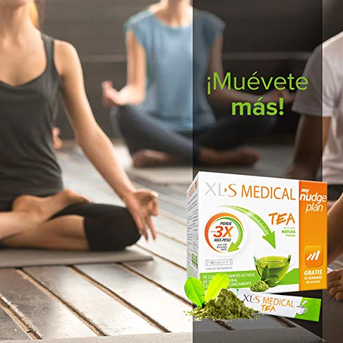 XLS Medical Tea - con Té verde matcha - Incluye tu plan personalizado Nudge durante 12 semanas - Tratamiento para 1 mes (90 sticks)