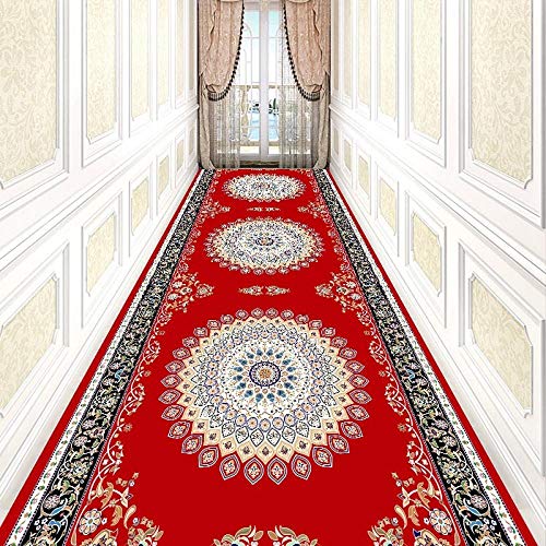 XOCKYE Alfombras de Pasillo por Metros Tapiso Antideslizante Alfombra de Pasillo Cocina Entrada Diseño Moderno Fina a Metros -Rojo_Los 80X250CM