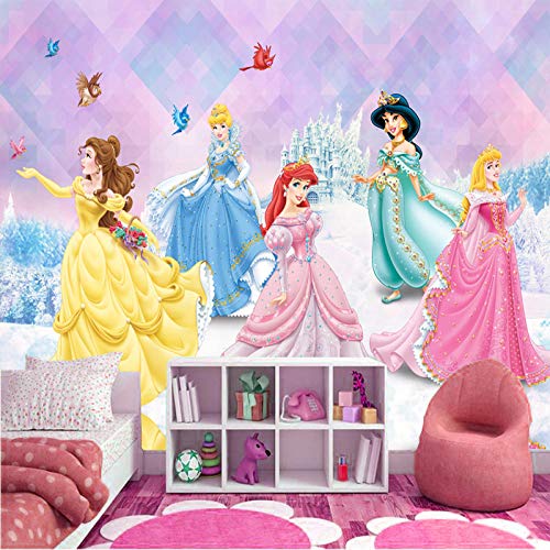 XQFZXQ Mural 3D Moderno Fondo de pantalla Personaje de princesa linda de dibujos animados Arte Fondo Decoración De PVC Auto-adhesivo Vintage Barber Pelo Salón de belleza Belleza Uñas(W)350x(H)256cm