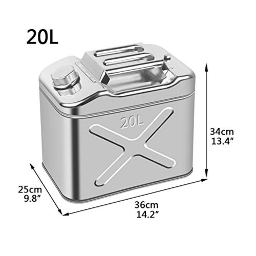 Xu Yuan Jia-Shop Bote de Gasolina 10L / 15L / 20L / 25L Tanque de Combustible de Acero Inoxidable Espesado Metal de Repuesto La Gasolina y el Diesel Tanque de Almacenamiento (tamaño : 20L)