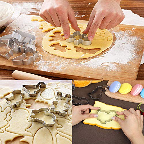 XUNKE Cortadores de Galletas de Pascua, 9 Piezas Acero Inoxidable Cookie Cutters Molde, Pascua Moldes Galletas, Regalo Ideal de Pascua y para Galletas de Pascua (9)