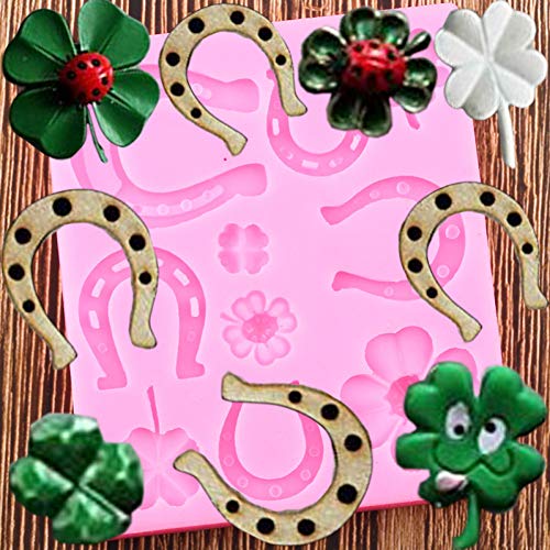 XUZHUO 3D Horse Shoe Moldes de Silicona Clover Ladybug Cupcake Fondant Herramientas de decoración de Pasteles   Moldes de Chocolate de Arcilla de Caramelo