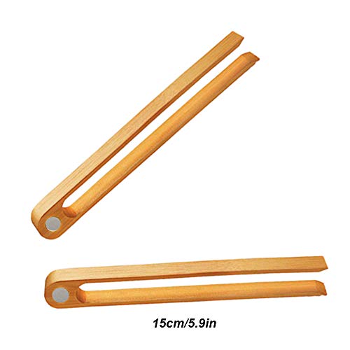 XWSZSZ1 Bambú Antideslizantes Pinza Pinza De Bambú Cocina Pinzas Pinza De Tostadas Pinzas De Pan De Bambú Pinzas De Cocina De Bambú para Tostadas Tostadas Barbacoa Utensilios De Cocina 2 Piezas