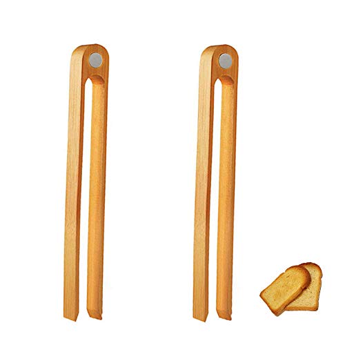 XWSZSZ1 Bambú Antideslizantes Pinza Pinza De Bambú Cocina Pinzas Pinza De Tostadas Pinzas De Pan De Bambú Pinzas De Cocina De Bambú para Tostadas Tostadas Barbacoa Utensilios De Cocina 2 Piezas