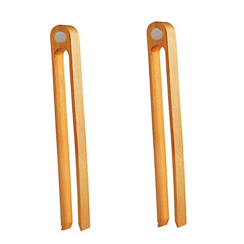 XWSZSZ1 Bambú Antideslizantes Pinza Pinza De Bambú Cocina Pinzas Pinza De Tostadas Pinzas De Pan De Bambú Pinzas De Cocina De Bambú para Tostadas Tostadas Barbacoa Utensilios De Cocina 2 Piezas