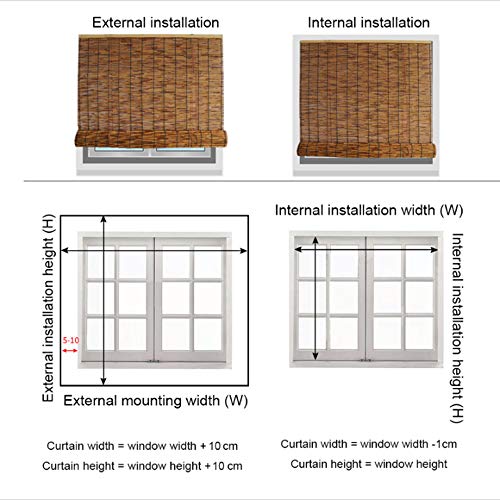 XYNH Persianas De Caña,Toldo Vertical,No Requiere Perforación, Instalación Fácil Y Simple,persiana Enrollable,Cortina De Bambú,Cacao,Personalizable