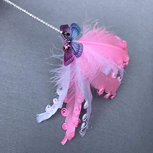 XYSQWZ Rompecabezas de Plumas Juguete para Gatos Diseño de Flamenco Gato Varita de Juguete Varita de Plumas Cabeza de Pluma Atrapasueños interactivos para Gatito Gato Divertido Ejercitador Jugar