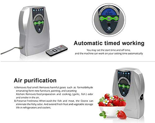 XYYMC 500 MG/h Ozonizador, Generador de Ozono Doméstico Digital Negative Ion purificador de Aire Limpieza y desinfección Dispositivo para el Agua, Verduras, Frutas, etc