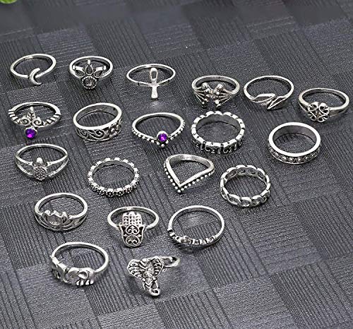 YADOCA 20 Piezas por Juego de Anillos de aleación diseñado para Chicas la Moda Hermoso Zafiro Talla Hueca