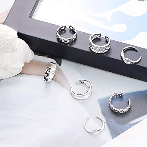 YADOCA 9 Pcs Anillo del Dedo del Pie Ajustable para Mujer Niñas Midi Anillos Vintage Punk étnico Bohemia Anillo